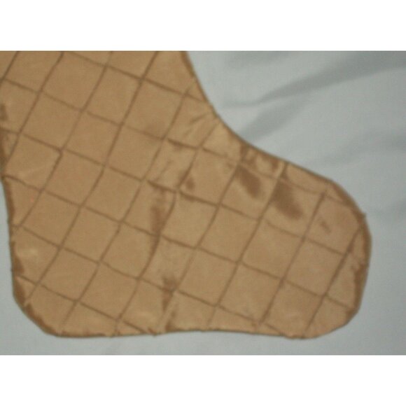 Beige Christmas Stocking With Snowflake Embroidery & Sequins - Picture 4 of 6